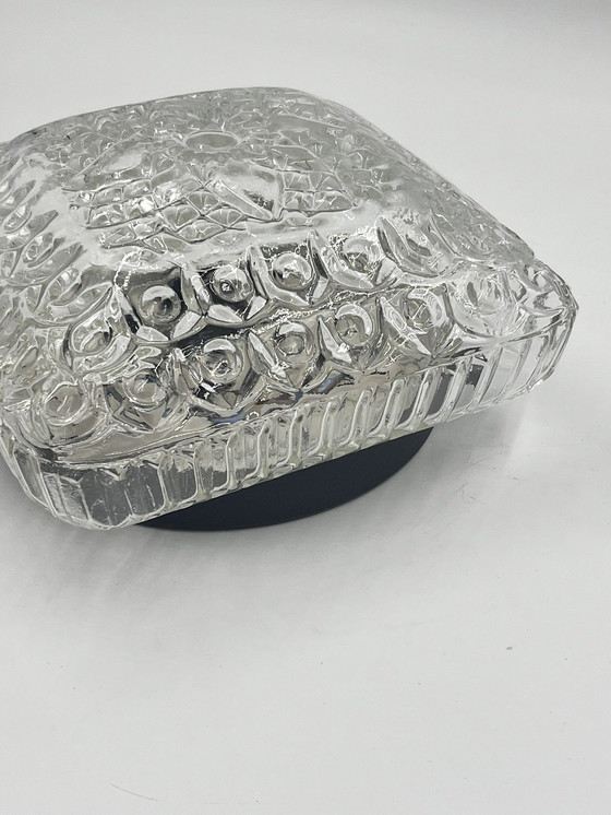 Image 1 of Square Relief Molded Glass Ceiling Light