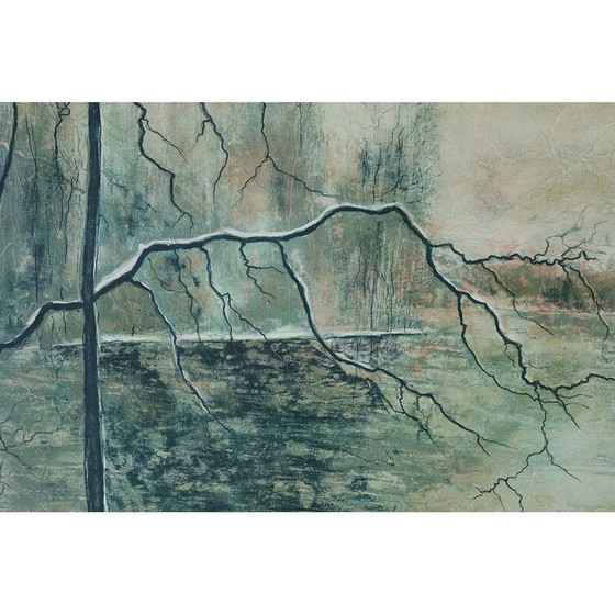 Image 1 of Vintage lithograph on woven paper by Bernard Gantner, 1970