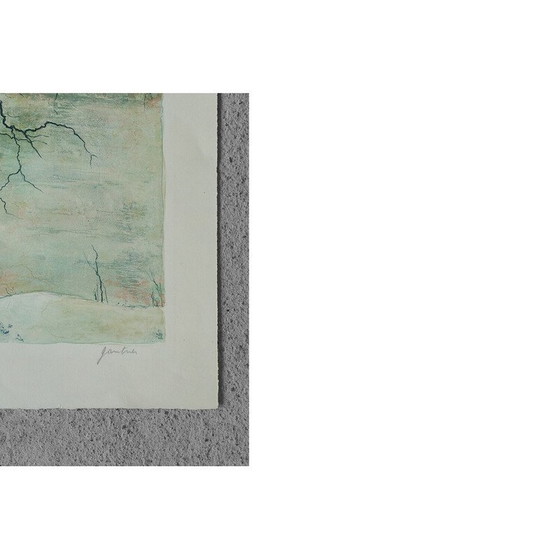 Image 1 of Vintage lithograph on woven paper by Bernard Gantner, 1970