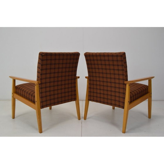 Image 1 of Coppia di poltrone "ton" vintage in legno e tessuto, Cecoslovacchia 1975