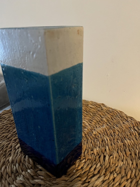 Image 1 of Bitossi vase, ceramic blue and white, signed