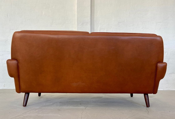 Image 1 of Divano vintage danese retrò Svend Skipper per 2 persone in pelle color cognac, anni '70