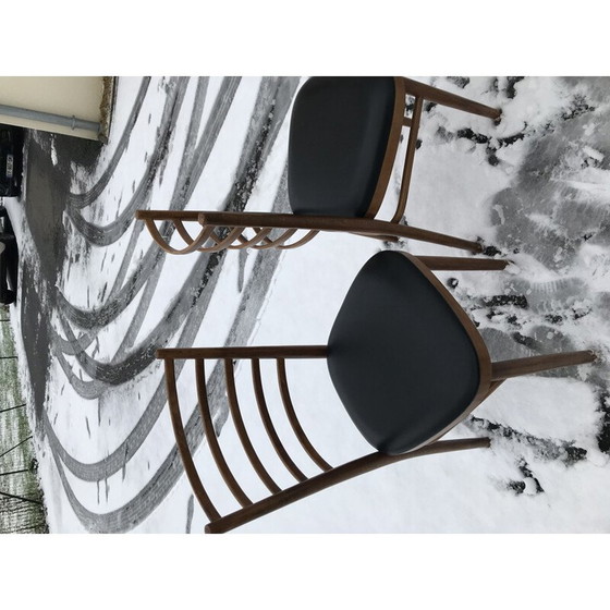 Image 1 of Set di 4 sedie vintage con barre in legno e skai anni '60