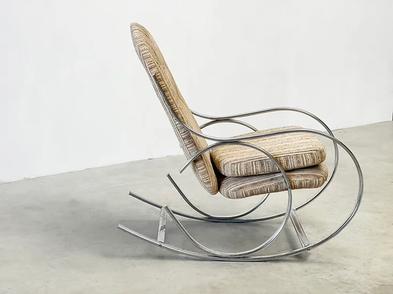 Image 1 of Chrome rocking chair with the original fabric