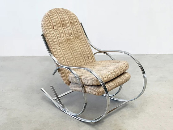 Image 1 of Chrome rocking chair with the original fabric