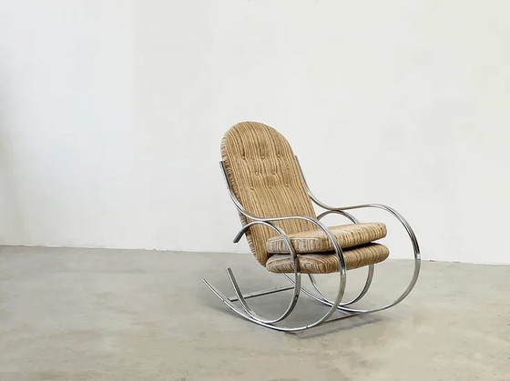 Image 1 of Chrome rocking chair with the original fabric