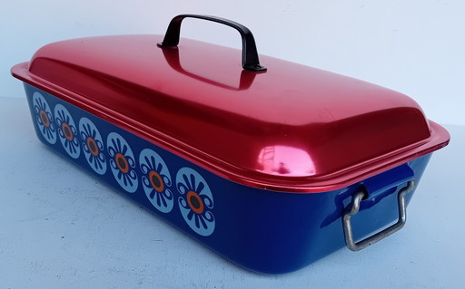 Swedish Enamel Oven Dish And Poaching Pan With Lid And Rack, 2 In 1.