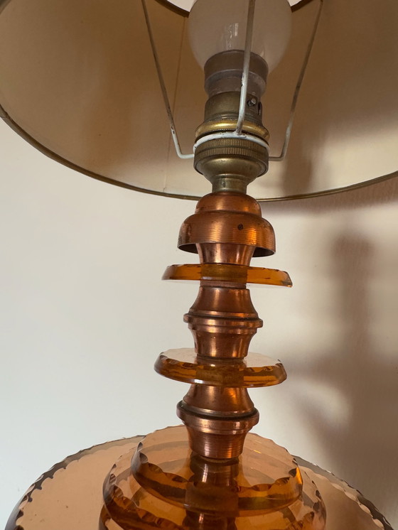 Image 1 of Piccola lampada in vetro di rame Art Déco