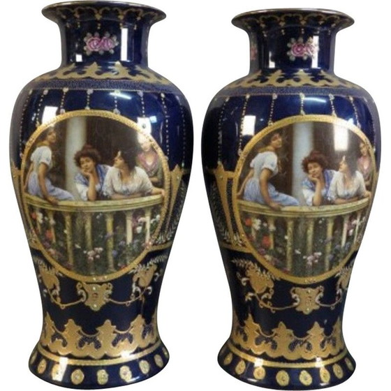 Image 1 of Pair of vintage Art Nouveau vases from Royal Limoges, 1900