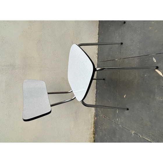 Image 1 of Set of 6 vintage chairs in formica and silver metal, 1960