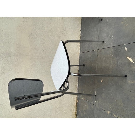 Image 1 of Set of 6 vintage chairs in formica and silver metal, 1960