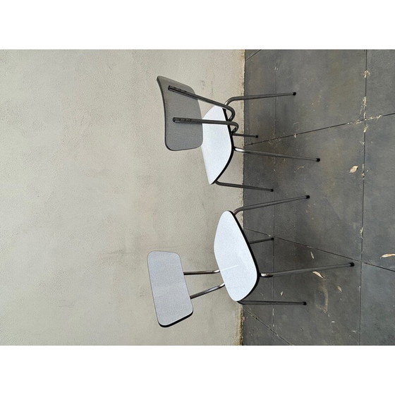 Image 1 of Set of 6 vintage chairs in formica and silver metal, 1960