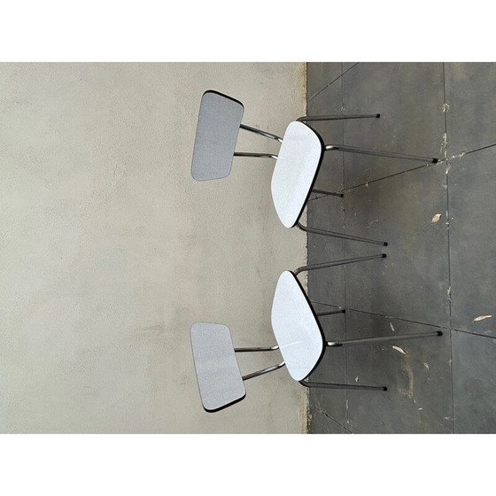 Image 1 of Set of 6 vintage chairs in formica and silver metal, 1960