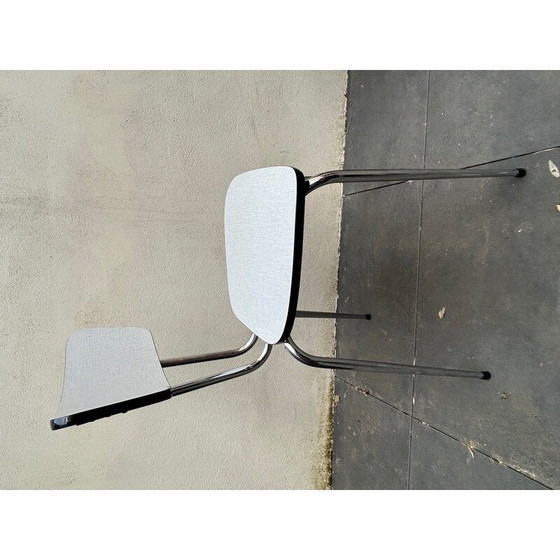 Image 1 of Set of 6 vintage chairs in formica and silver metal, 1960