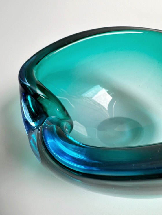 Image 1 of Vintage Murano Cendrier Seguso Flavio Poli Turquoise Mid Century Années 60 Années 70