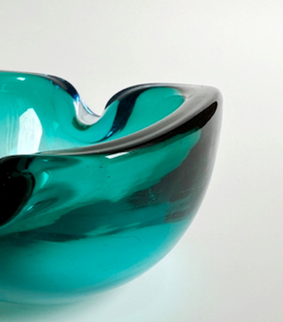 Image 1 of Vintage Murano Cendrier Seguso Flavio Poli Turquoise Mid Century Années 60 Années 70