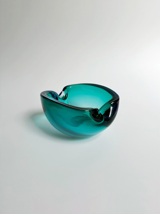 Image 1 of Vintage Murano Cendrier Seguso Flavio Poli Turquoise Mid Century Années 60 Années 70