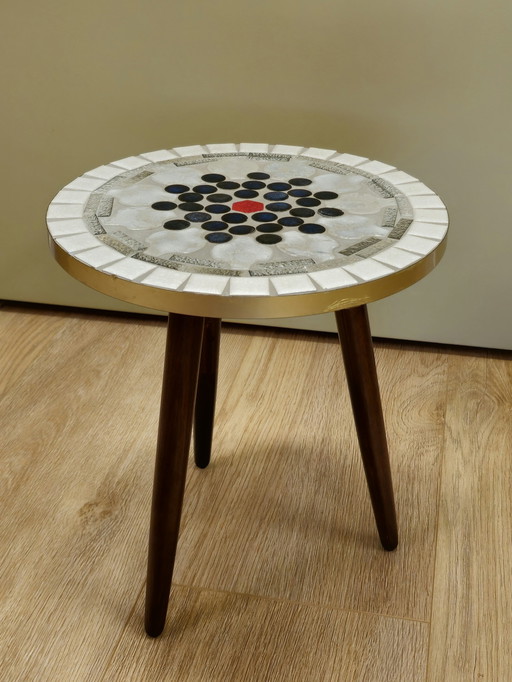 Round Vintage Mosaic Side Table Plant Table Table