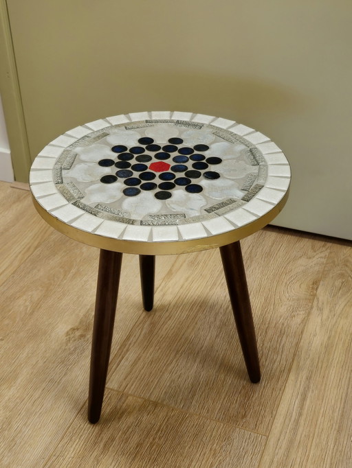 Round Vintage Mosaic Side Table Plant Table Table