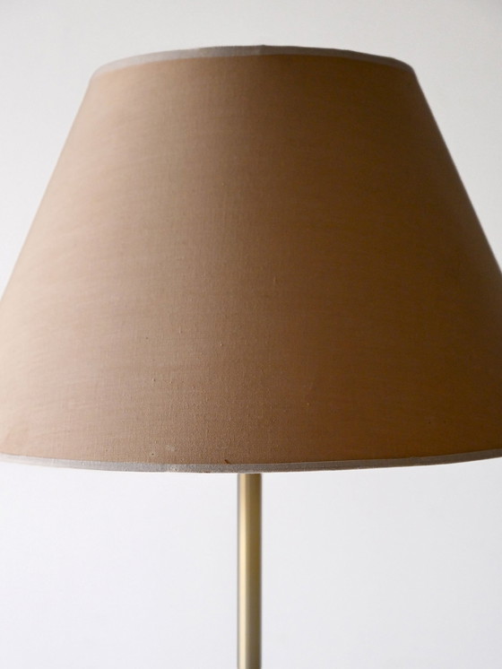 Image 1 of Vintage Scandinavian Floor Lamp With Gold Metal Stem And Fabric Shade