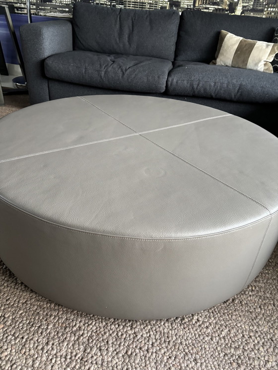 Image 1 of Leather Round Pouf