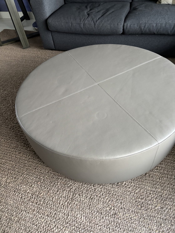 Image 1 of Leather Round Pouf