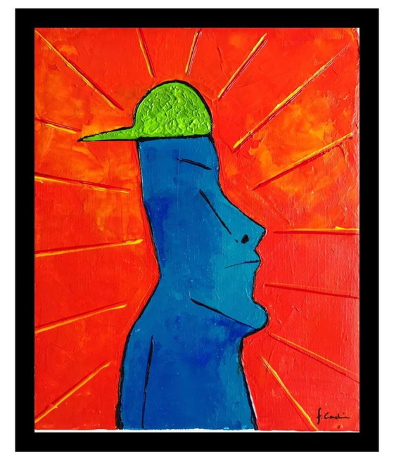 Image 1 of Acrylic on Moai frame Format 27X19Cm