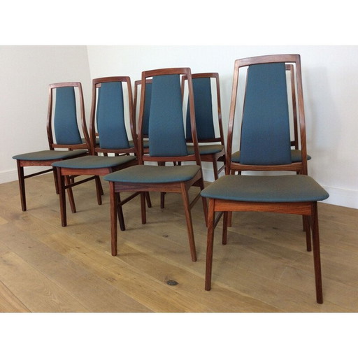 Set of 8 vintage dining chairs in rosewood 1960's