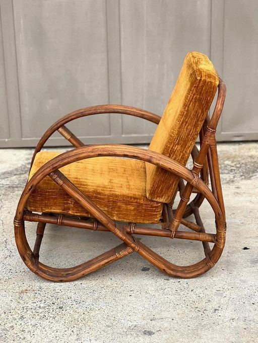 Bamboo And Rattan Pretzel Armchair