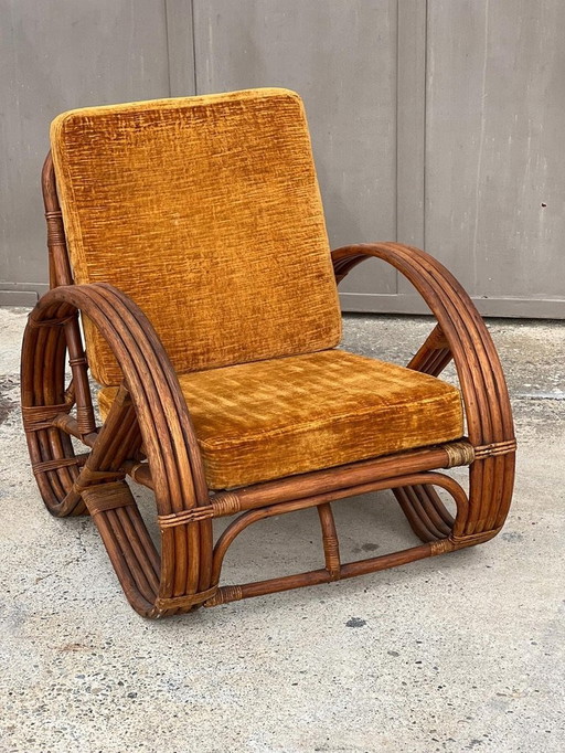 Bamboo And Rattan Pretzel Armchair