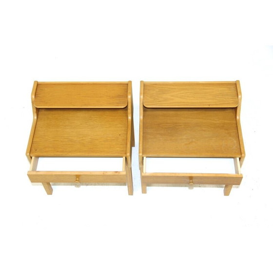 Image 1 of Coppia di comodini vintage in legno di quercia, Svezia 1960