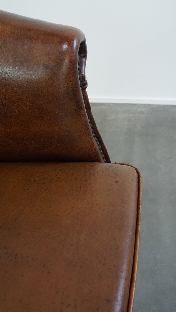 Image 1 of Sheep Leather Club Armchair With A Fixed Seat Cushion