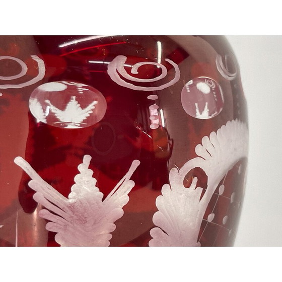 Image 1 of Pair of vintage glass vases by Egermann Ruby Red, Czechoslovakia 1940