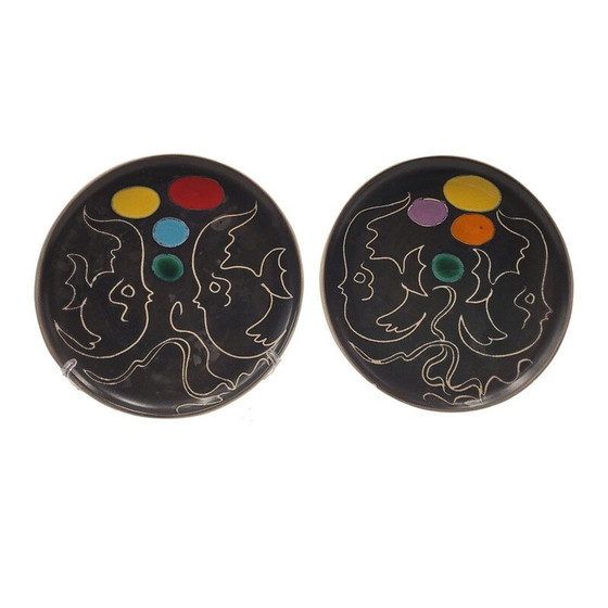 Image 1 of Pair of vintage plates by Atelier Cerenne for Céramique Vallauris, France 1950