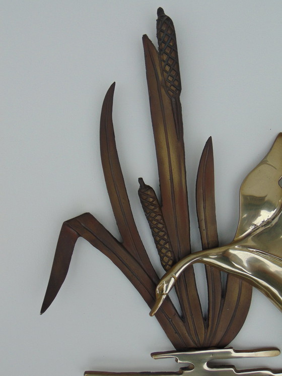 Image 1 of Brass Sculpture Flying Ducks In The Reed