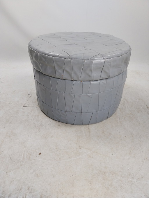 1 X 1970'S Patchwork Pouf Gray