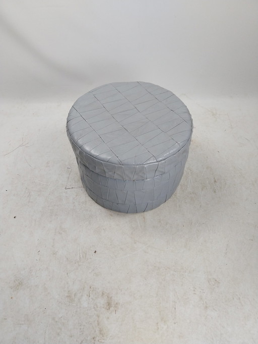 1 X 1970'S Patchwork Pouf Gray