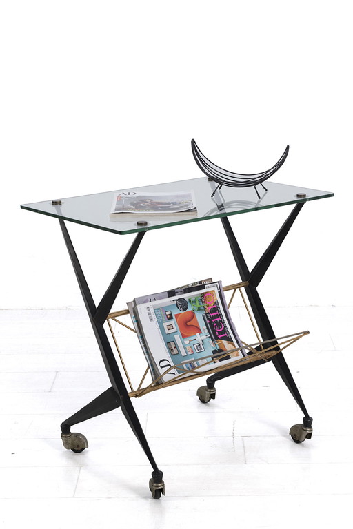 Vintage side table with magazine rack