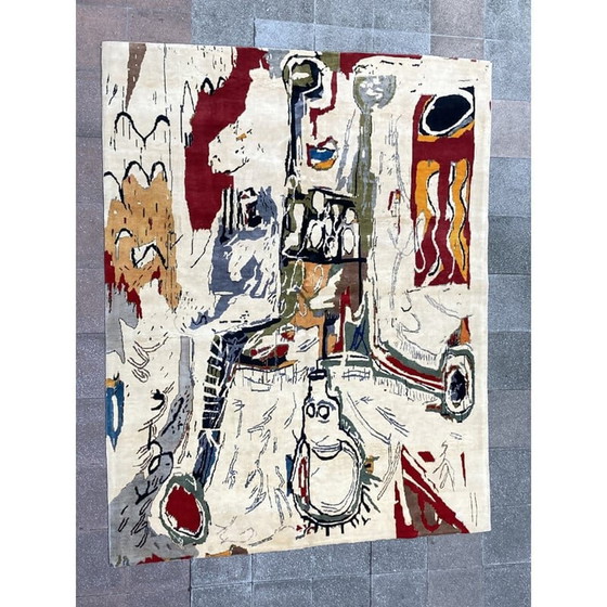 Image 1 of Tappeto vintage ispirato a Jean-Michel Basquiat, 2015