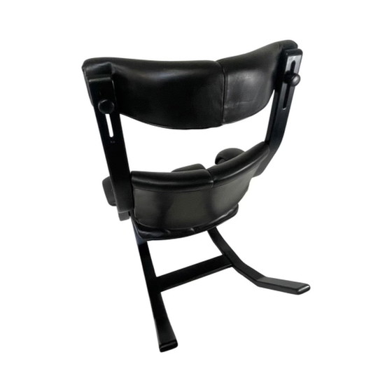 Image 1 of Peter Opsvik - Stokke - Gravity Balance (design form 1991) Ergonomically shaped Rocking chair - Black Leather and Black frame