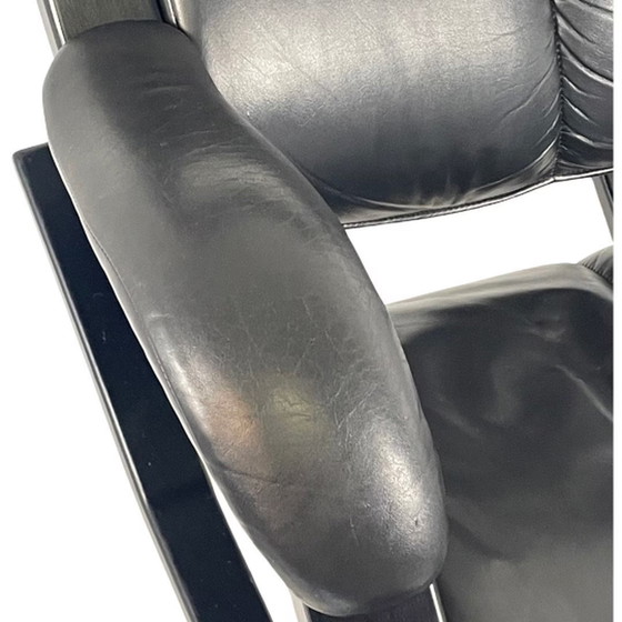 Image 1 of Peter Opsvik - Stokke - Gravity Balance (design form 1991) Ergonomically shaped Rocking chair - Black Leather and Black frame