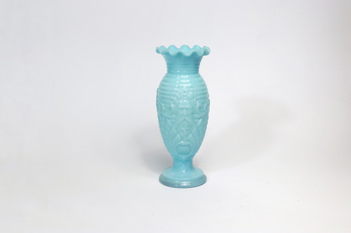 Vase Vintage Vallérysthal Opaline en verre Art Nouveau modèle 4597 en bleu Céleste