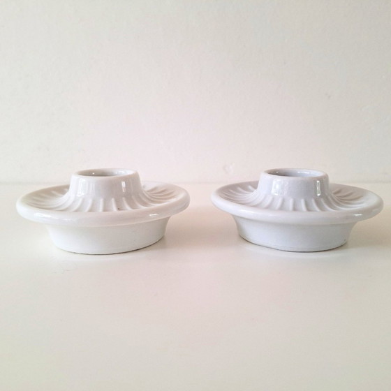 Image 1 of Pair (2) Mcm Danish Ceramic Candlesticks