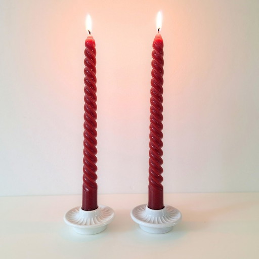 Pair (2) Mcm Danish Ceramic Candlesticks