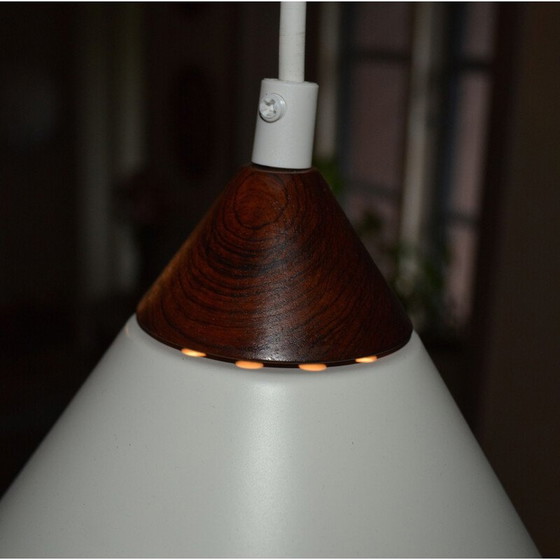 Image 1 of Coppia di lampade a sospensione vintage in alluminio laccato bianco di Uno e Östen Kristiansson per Luxus, 1965