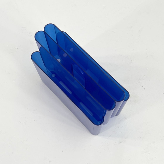 Image 1 of   Lucite Blue Magazine Rack By Giotto Stoppino For Kartell, 1970S