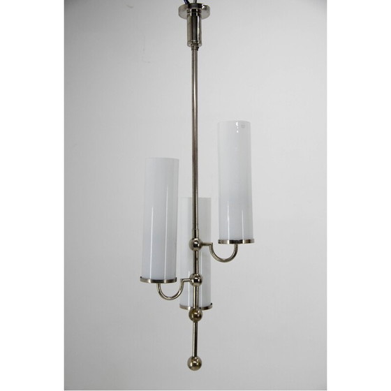 Image 1 of Lampadario tubolare vintage a 3 fiamme, 1930
