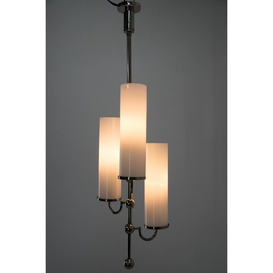 Image 1 of Lampadario tubolare vintage a 3 fiamme, 1930