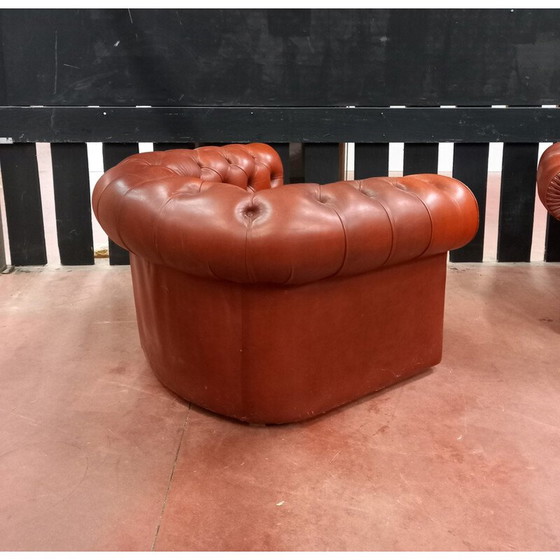 Image 1 of Coppia di poltrone Chesterfield vintage in pelle