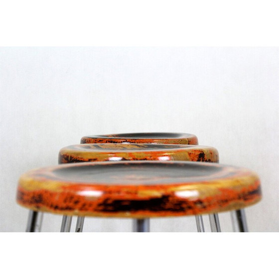 Image 1 of Set of 3 vintage Bauhaus chrome tubular steel stools by Robert Slezak, Czechoslovakia 1930s